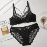 Conjunto de lencería de encaje ultrafino para mujer, sujetador con aros suaves y soporte push-up, diseñado para minimizar la apariencia del busto y prevenir la flacidez - Imagen 5