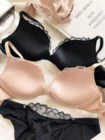 Conjunto de ropa interior Sexy para mujer, sujetador de realce y bragas de encaje, lencería romántica cómoda, conjunto de Tirantes ajustables, 1 juego/Europa - Imagen 2