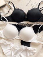 Conjunto de ropa interior Sexy para mujer, sujetador de realce y bragas de encaje, lencería romántica cómoda, conjunto de Tirantes ajustables, 1 juego/Europa - Imagen 3