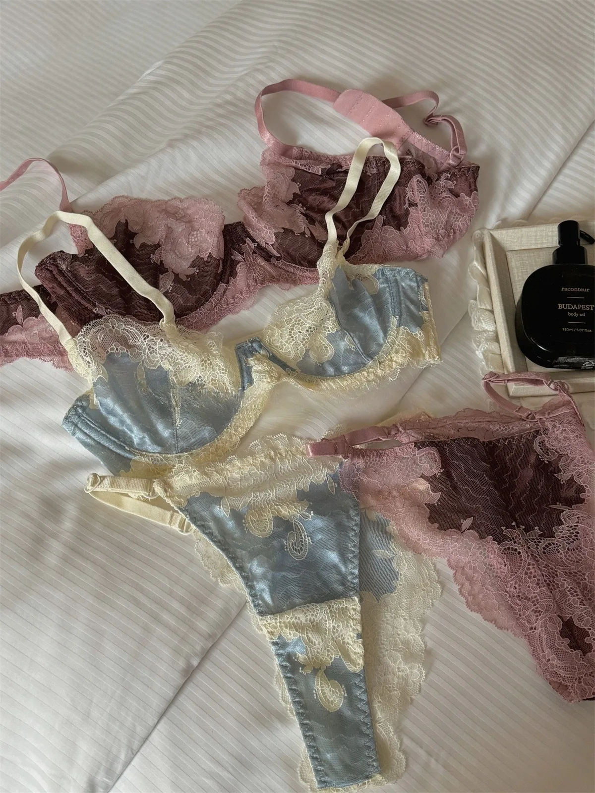 99108-wxjyoa.jpg Ropa interior de encaje para niñas, sujetador brillante de sección delgada, lencería push-up antiflacidez, soporte de pechos grandes, conjunto de sujetador pequeño - Imagen 1