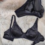 Conjunto de sujetador fruncido de satén, ropa interior fina, cómoda, sin marcas, pechos grandes, lencería pequeña de realce, traje de calzoncillos