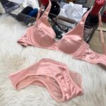 Conjunto de sujetador fruncido de satén, ropa interior fina, cómoda, sin marcas, pechos grandes, lencería pequeña de realce, traje de calzoncillos - Imagen 3