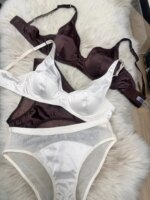 Conjunto de sujetador fruncido de satén, ropa interior fina, cómoda, sin marcas, pechos grandes, lencería pequeña de realce, traje de calzoncillos - Imagen 6