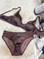 Conjunto de sujetador fruncido de satén, ropa interior fina, cómoda, sin marcas, pechos grandes, lencería pequeña de realce, traje de calzoncillos - Imagen 2