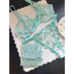 Sujetador con aros y bordado de encaje transparente para mujer europea, soporte para busto grande, minimizador, antideslizante, lencería suave, conjunto de sujetador S-XL
