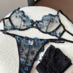 Sujetador con aros y bordado de encaje transparente para mujer europea, soporte para busto grande, minimizador, antideslizante, lencería suave, conjunto de sujetador S-XL - Imagen 2