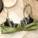 MOYISU Conjunto de Lencería de Encaje Blanco Francés, Sujetador Transparente Verde Ultrafino, Cómodo, Sin Varillas, para Busto Pequeño 32-38 AB - Imagen 5
