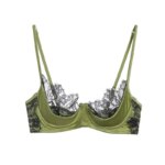 MOYISU Conjunto de Lencería de Encaje Blanco Francés, Sujetador Transparente Verde Ultrafino, Cómodo, Sin Varillas, para Busto Pequeño 32-38 AB - Imagen 6