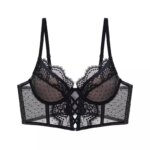 Conjunto de lencería push-up de encaje francés para mujer, sujetador fino con aros, camisón de malla transparente fruncido, suave, para busto pequeño, tallas S-XL - Imagen 6