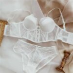 Conjunto de lencería push-up de encaje francés para mujer, sujetador fino con aros, camisón de malla transparente fruncido, suave, para busto pequeño, tallas S-XL