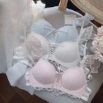Conjunto de sujetador tipo bralette de estilo alemán, lindo y sin aros, con encaje, ideal para adolescentes, un conjunto de sujetador para principiantes, cómodo para niñas con busto pequeño, conjunto de lencería.