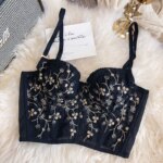 Conjunto de ropa interior Sexy con bordado de flores de encaje para mujer, conjunto de sujetador de realce moldeador de cuerpo francés, conjuntos de lencería blanca romántica, 2 piezas - Imagen 6
