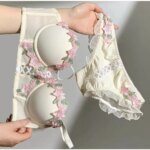 BANERDANNI Conjunto de lencería con sujetador de encaje japonés, Pure Desire, sexy, sin aros, realce de busto, sujetador de verano, conjunto de sujetador 32‑38AB - Imagen 5