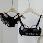 BANERDANNI Conjunto de lencería con sujetador de encaje japonés, Pure Desire, sexy, sin aros, realce de busto, sujetador de verano, conjunto de sujetador 32‑38AB - Imagen 3