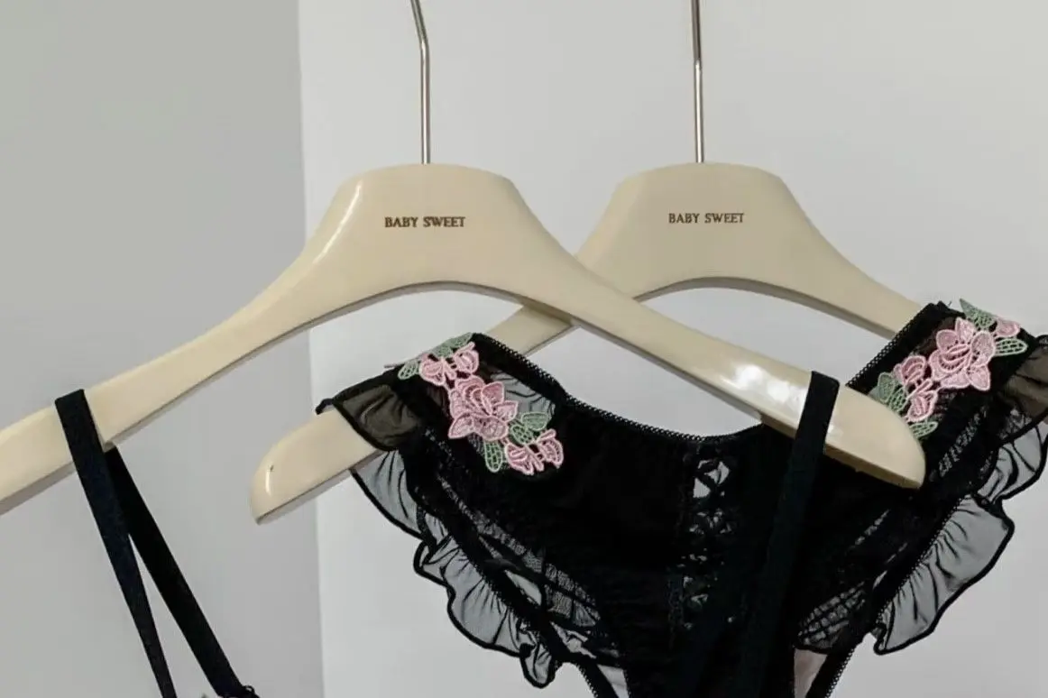 BANERDANNI Conjunto de lencería con sujetador de encaje japonés, Pure Desire, sexy, sin aros, realce de busto, sujetador de verano, conjunto de sujetador 32‑38AB