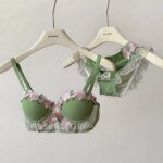 BANERDANNI Conjunto de lencería con sujetador de encaje japonés, Pure Desire, sexy, sin aros, realce de busto, sujetador de verano, conjunto de sujetador 32‑38AB