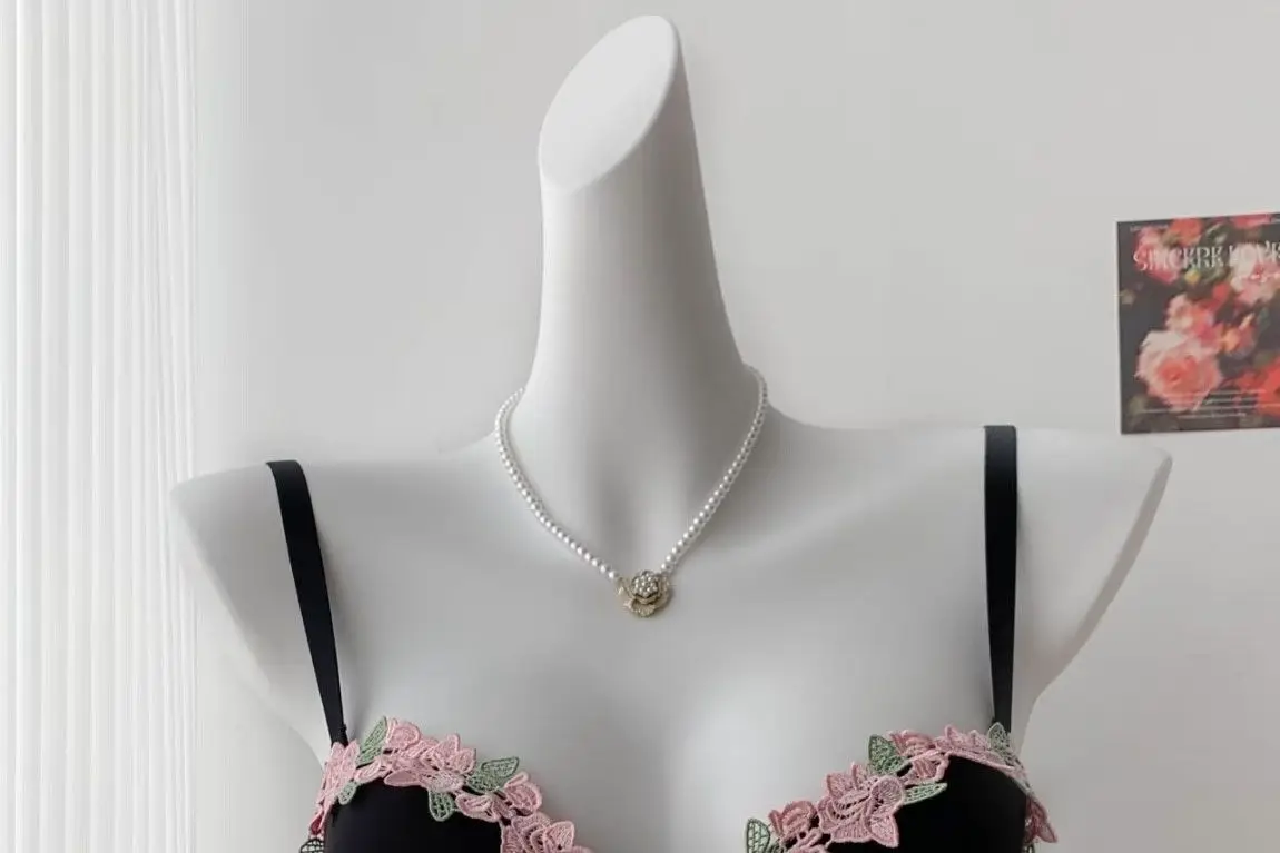 BANERDANNI Conjunto de lencería con sujetador de encaje japonés, Pure Desire, sexy, sin aros, realce de busto, sujetador de verano, conjunto de sujetador 32‑38AB