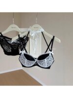 YEMOMO Conjunto de lencería push-up de encaje francés para mujer, sujetador sexy con escote pronunciado, realza el busto pequeño para un look más voluminoso, uso diario cómodo, tallas S-XL - Imagen 3
