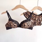 Conjunto de lencería sexy con estampado de leopardo para mujer, sujetador de encaje push-up sin aros, ropa interior diaria atractiva y cómoda que realza la figura. - Imagen 2