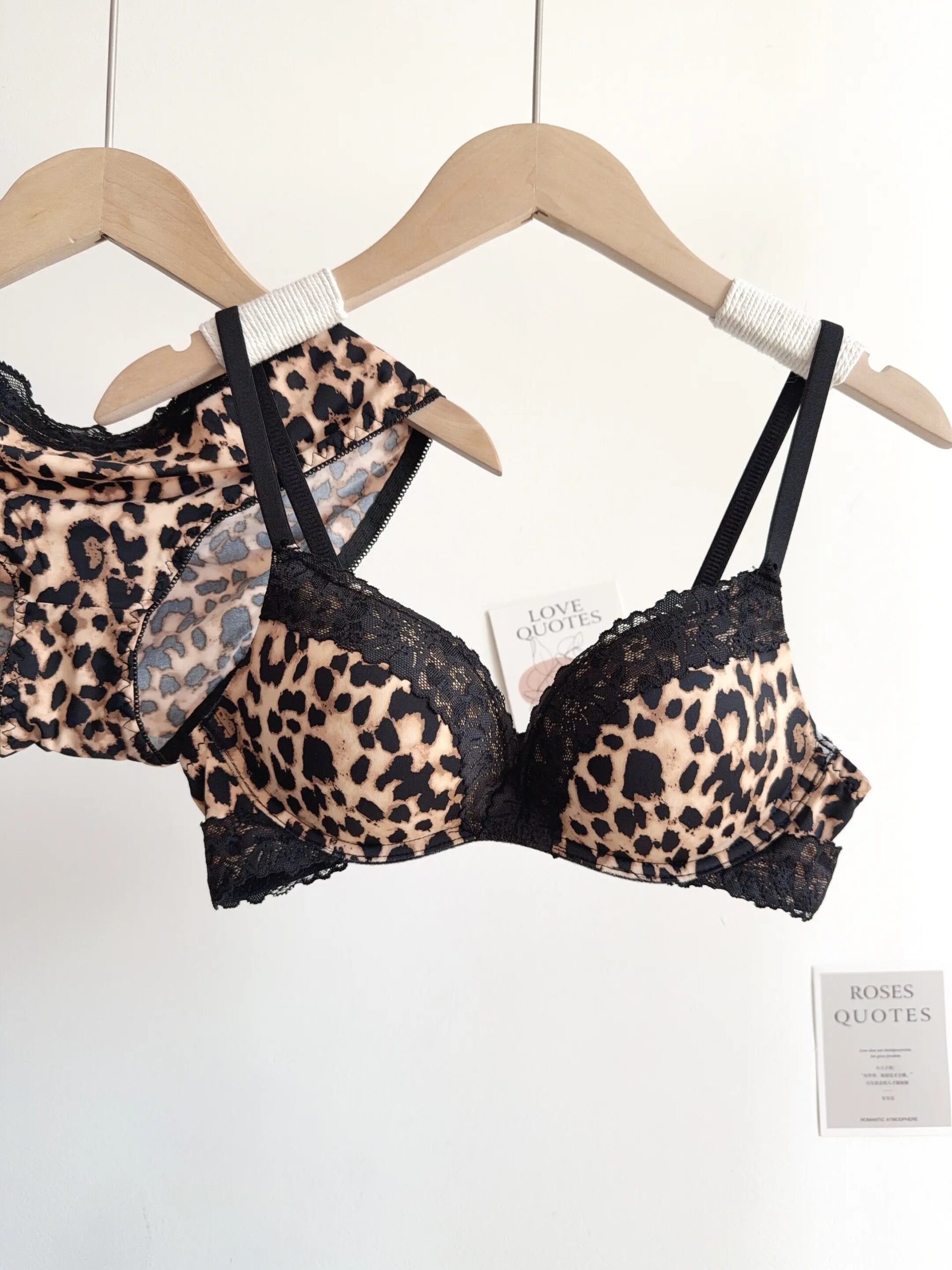 Conjunto de lencería sexy con estampado de leopardo para mujer, sujetador de encaje push-up sin aros, ropa interior diaria atractiva y cómoda que realza la figura. Conjunto de lencería sexy con estampado de leopardo para mujer, sujetador de encaje push-up sin aros, ropa interior diaria atractiva y cómoda que realza la figura.