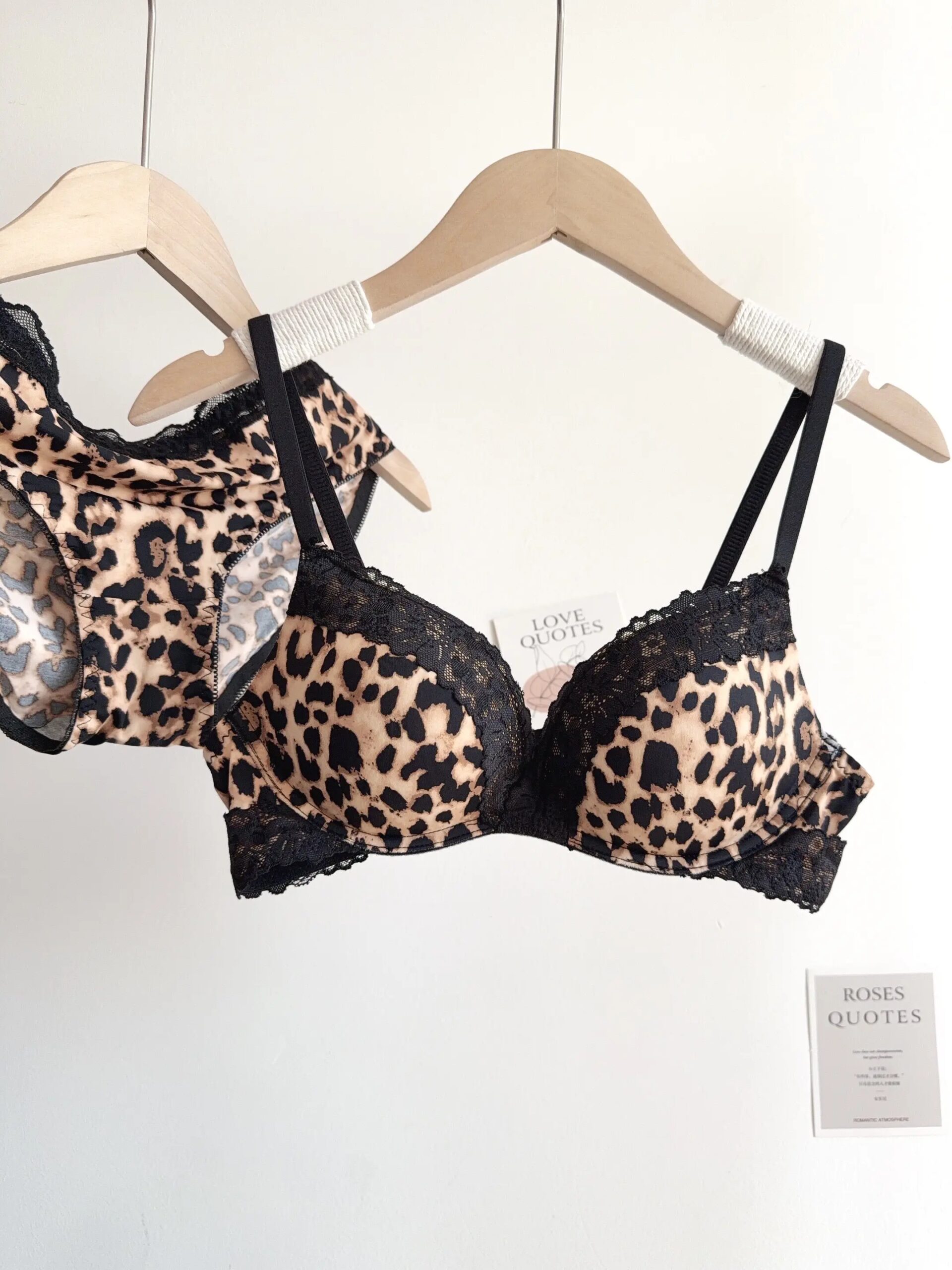 Conjunto de lencería sexy con estampado de leopardo para mujer, sujetador de encaje push-up sin aros, ropa interior diaria atractiva y cómoda que realza la figura. Conjunto de lencería sexy con estampado de leopardo para mujer, sujetador de encaje push-up sin aros, ropa interior diaria atractiva y cómoda que realza la figura.