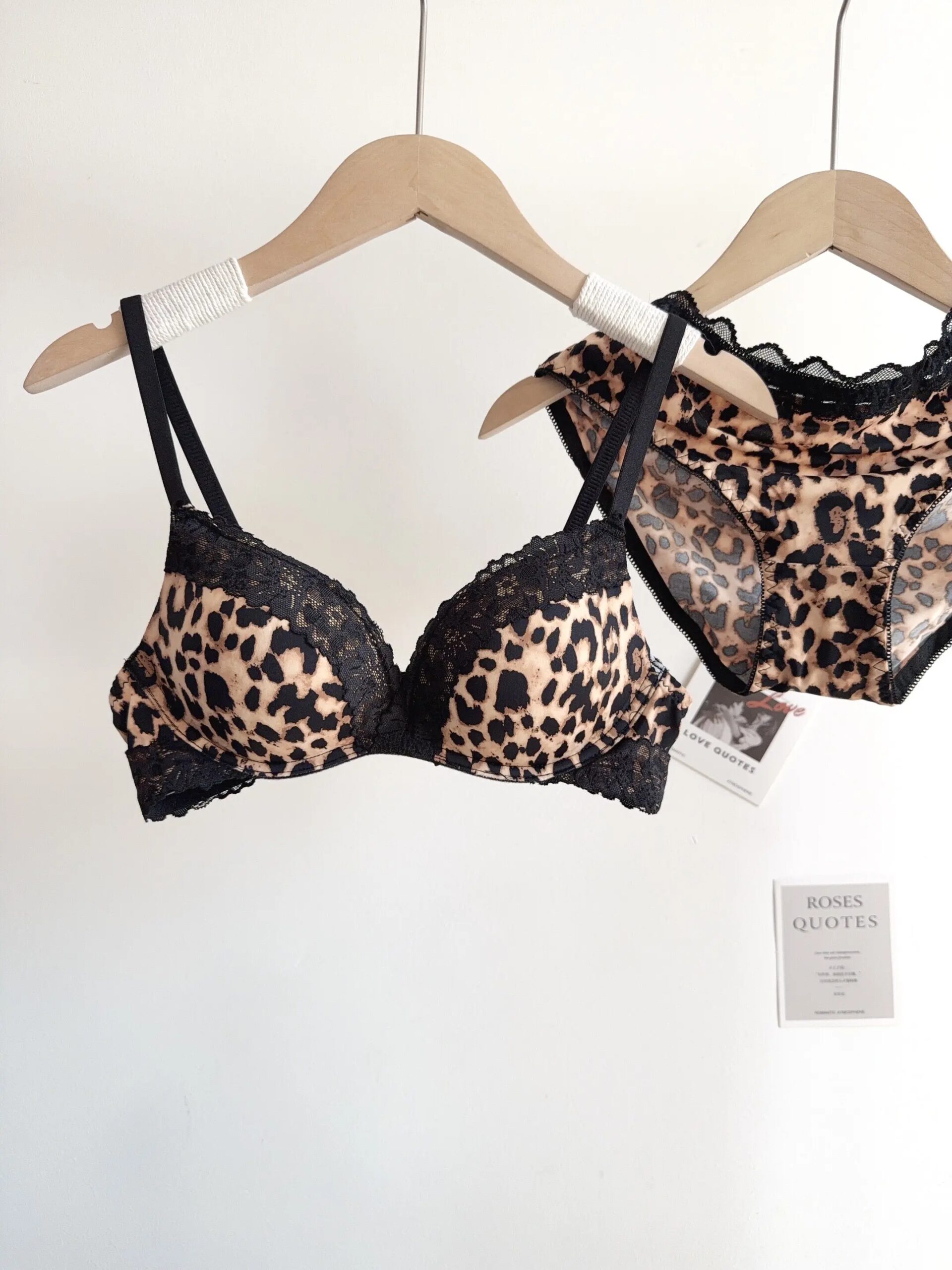 Conjunto de lencería sexy con estampado de leopardo para mujer, sujetador de encaje push-up sin aros, ropa interior diaria atractiva y cómoda que realza la figura. Conjunto de lencería sexy con estampado de leopardo para mujer, sujetador de encaje push-up sin aros, ropa interior diaria atractiva y cómoda que realza la figura.
