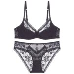 Conjunto de lencería Sexy de encaje bordado para mujer, sujetador de realce de copa fina francesa, ropa interior cómoda y transpirable, conjunto de bragas y sujetador para mujer - Imagen 5