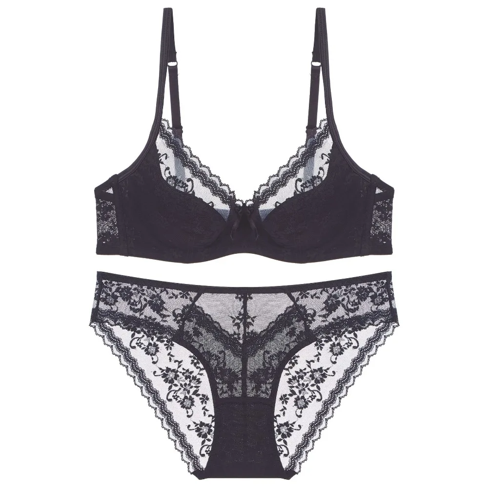 Conjunto de lencería Sexy de encaje bordado para mujer, sujetador de realce de copa fina francesa, ropa interior cómoda y transpirable, conjunto de bragas y sujetador para mujer Conjunto de lencería Sexy de encaje bordado para mujer, sujetador de realce de copa fina francesa, ropa interior cómoda y transpirable, conjunto de bragas y sujetador para mujer