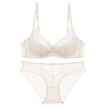 Conjunto de lencería Sexy de encaje bordado para mujer, sujetador de realce de copa fina francesa, ropa interior cómoda y transpirable, conjunto de bragas y sujetador para mujer - Imagen 4